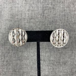 Vintage Coro Woven Silver Screw Back Earrings